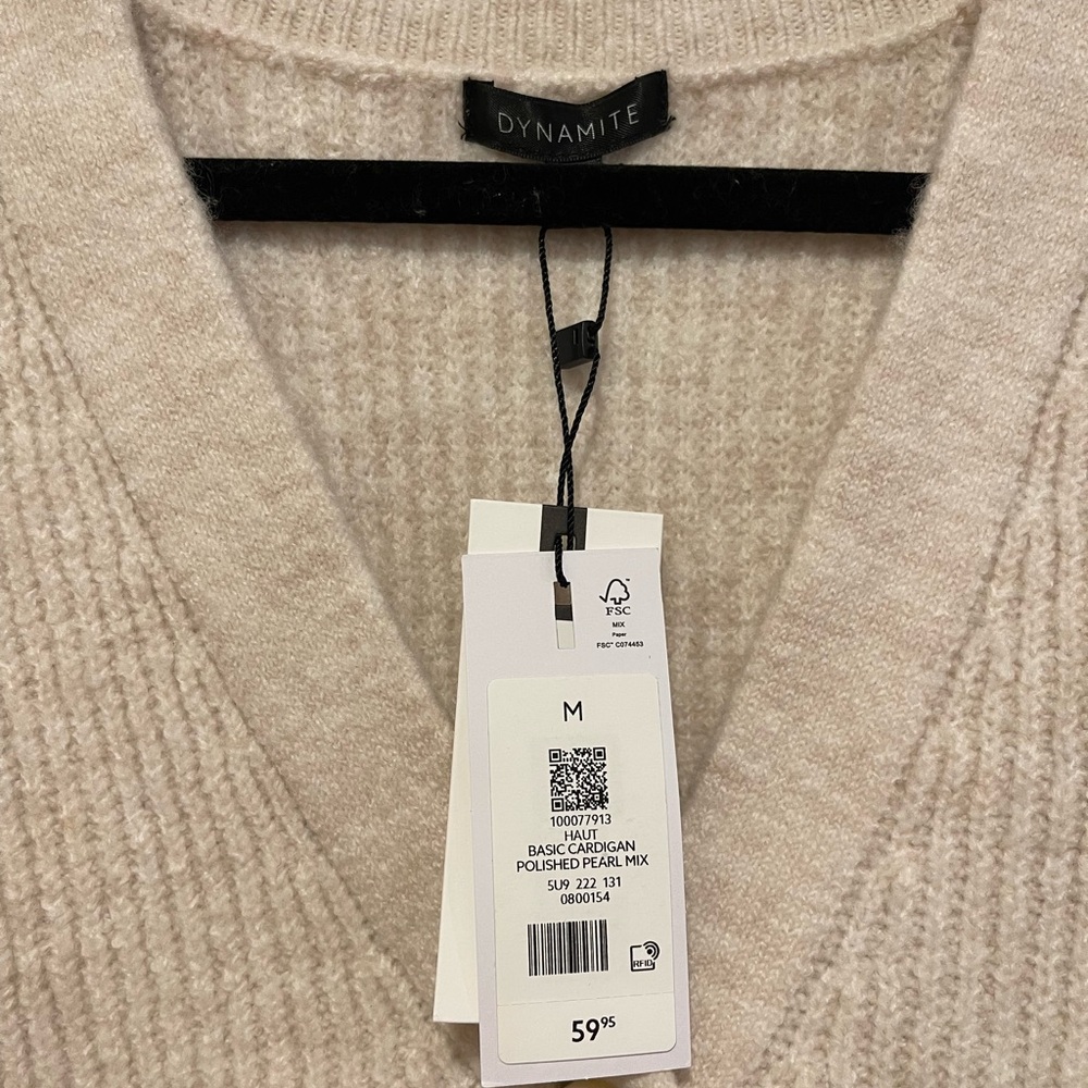 Dynamite Light Gray Ribbed Cardigan - Picture 4 of 4